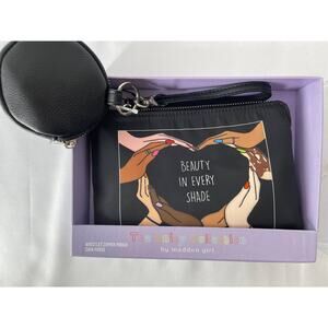 Madden Girl Beauty Every Shade 2 Piece Gift Set Wristlet Pouch Purse Black NEW